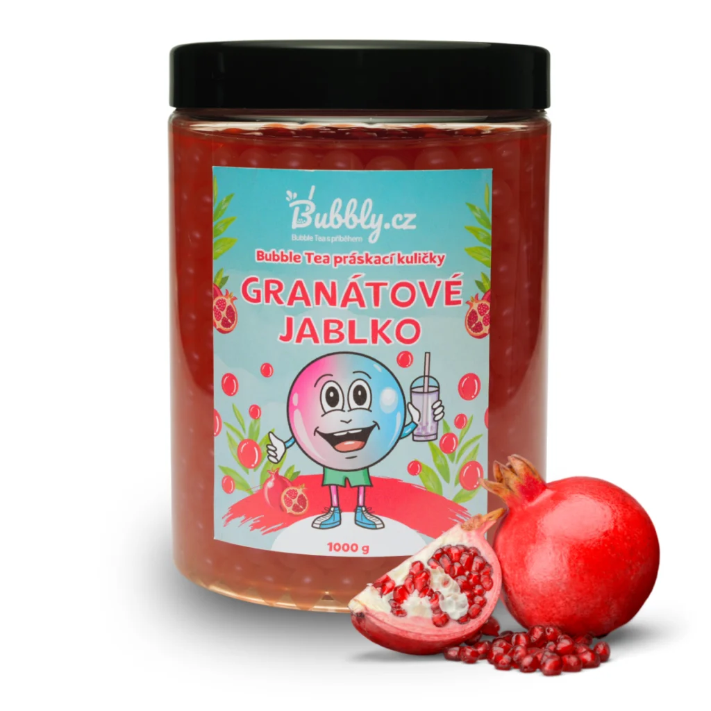 bubble tea práskací kuličky granátové jablko