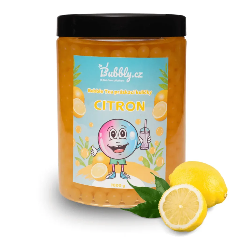 bubble tea práskací kuličky citron